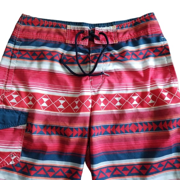 American Eagle Men's Swim Geometric Striped Board Shorts Sz. M - Picture 2 of 9